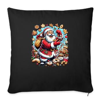 Drôle de Père Noël aime grignoter - Biscuits - Housse de coussin décorative 45 x 45 cm - noir - Devant
