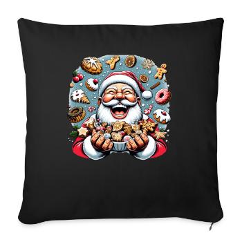 Drôle de Père Noël aime grignoter - Biscuits - Housse de coussin décorative 45 x 45 cm - noir - Devant
