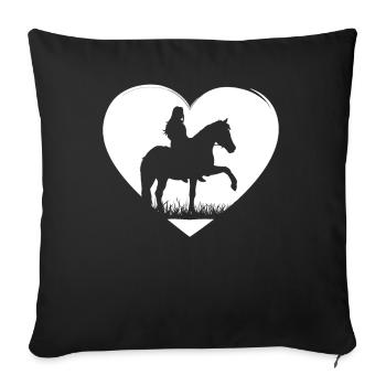 Heart Rider Horse Happiness - Sofa pillowcase 17,3'' x 17,3'' (45 x 45 cm) - black - Front