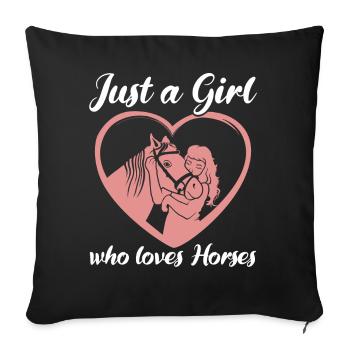 Girl's Heart Horse Love - Sofa pillowcase 17,3'' x 17,3'' (45 x 45 cm) - black - Front