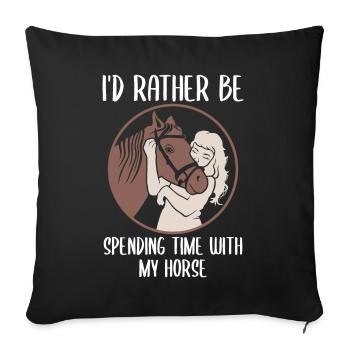 Du temps avec les chevaux qui n’a pas de prix - Housse de coussin décorative 45 x 45 cm - noir - Devant