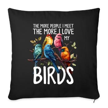Drôles d’oiseaux Ornithologie Observation des oiseaux - Housse de coussin décorative 45 x 45 cm - noir - Devant