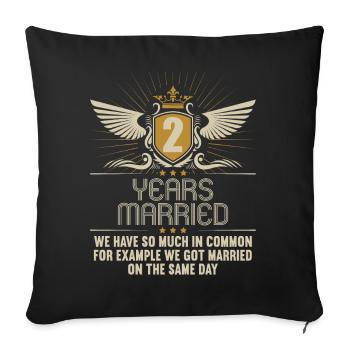 Nous avons beaucoup de choses en commun 2ème anniversaire de mariage - Housse de coussin décorative 45 x 45 cm - noir - Devant
