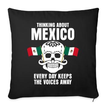 Mexique Drapeau Mexicains Crâne Mexicain - Housse de coussin décorative 45 x 45 cm - noir - Devant