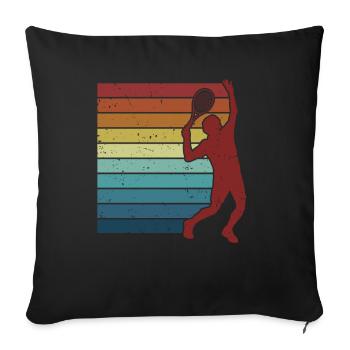 Retro Tennis Coach Tennis Player Tennis Racket - Sofa pillowcase 17,3'' x 17,3'' (45 x 45 cm) - black - Front