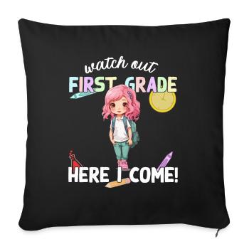 Funny Elementary School Girl School Enrollment Saying - Sofa pillowcase 17,3'' x 17,3'' (45 x 45 cm) - black - Front