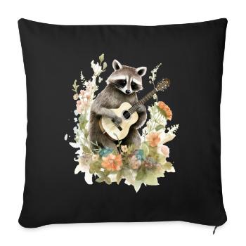 Racoon Playing Banjo Cottagecore Aesthetic Naturec - Sofakissenbezug 45 x 45 cm - Schwarz - Vorne