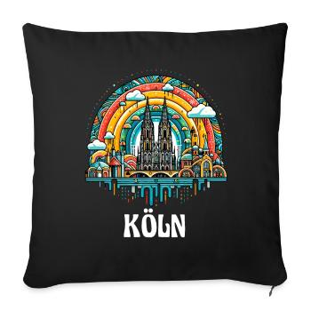 Köln Domstadt Kölner Dom Kölsch Karneval Alaaf Fun - Sofakissenbezug 45 x 45 cm - Schwarz - Vorne