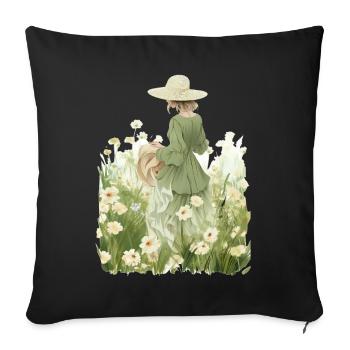Countryside Girl Floral Cottagecore Aesthetic Wild - Sofakissenbezug 45 x 45 cm - Schwarz - Vorne
