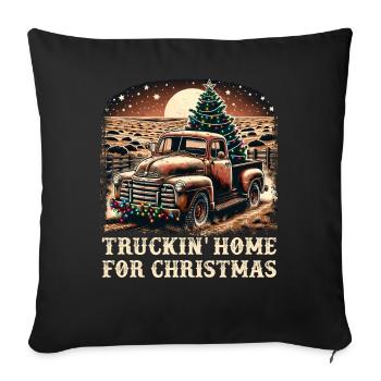 Truckin Home For Christmas - Pick Up Truck - Sofa pillowcase 17,3'' x 17,3'' (45 x 45 cm) - black - Front