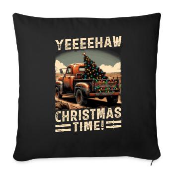 Yeehaw It's Christmas Time – Pick-up truck - Sofa pillowcase 17,3'' x 17,3'' (45 x 45 cm) - black - Front