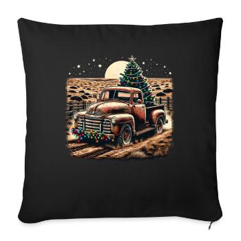 Vintage Christmas Truck - Tree And Fairy Lights - Sofakissenbezug 45 x 45 cm - Schwarz - Vorne