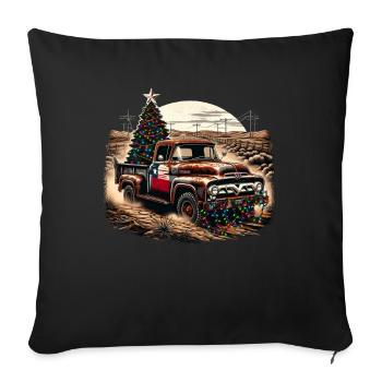 Vintage Christmas Truck - Tree And Fairy Lights - Sofakissenbezug 45 x 45 cm - Schwarz - Vorne