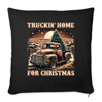 Truckin Home For Christmas – Pick-up-truck - Sofa pillowcase 17,3'' x 17,3'' (45 x 45 cm) - black - Front