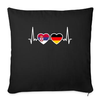 Serbie Allemagne Heartbeat Flag Serbie - Housse de coussin décorative 45 x 45 cm - noir - Devant