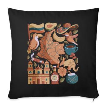 Colombie - Housse de coussin décorative 45 x 45 cm - noir - Devant