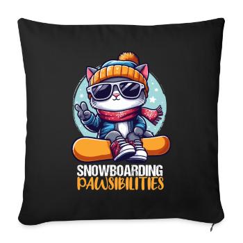 Lustige Snowboard Katze mit Sonnenbrille Apparel - Sofakissenbezug 45 x 45 cm - Schwarz - Vorne
