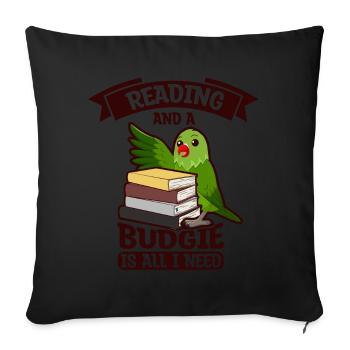 Parrot Parakeet - Sofa pillowcase 17,3'' x 17,3'' (45 x 45 cm) - black - Front