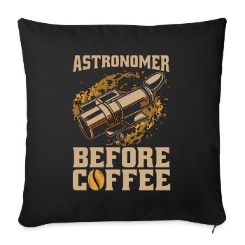 Astronome avant le café Astrologue amateur de café - Housse de coussin décorative 45 x 45 cm - noir - Devant