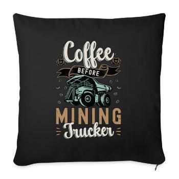 Café de camionneur minier avant l’amateur de café de mineur - Housse de coussin décorative 45 x 45 cm - noir - Devant