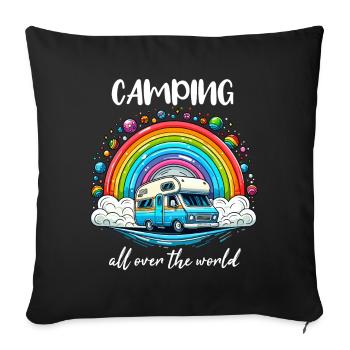 Camping all over the world World Tour Limitless - Sofa pillowcase 17,3'' x 17,3'' (45 x 45 cm) - black - Front