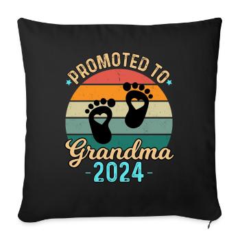 Promu grand-mère 2024 - Housse de coussin décorative 45 x 45 cm - noir - Devant