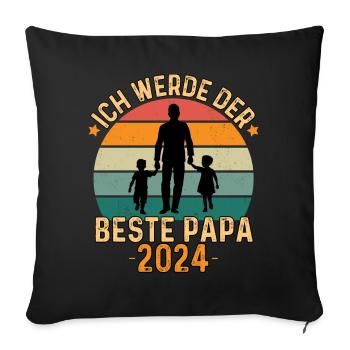 Ich Werde Der Beste Papa 2024 - Sofakissenbezug 45 x 45 cm - Schwarz - Vorne