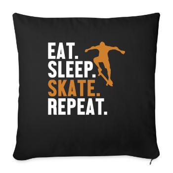 Eat Sleep Skate Repeat Skatepark Skatergirl - Sofa pillowcase 17,3'' x 17,3'' (45 x 45 cm) - black - Front