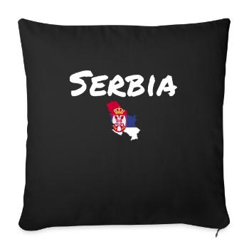 Serbie Carte Serbie Drapeau serbe Serbie - Housse de coussin décorative 45 x 45 cm - noir - Devant