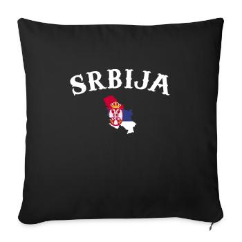 Srbija Carte Serbie Drapeau serbe Serbe - Housse de coussin décorative 45 x 45 cm - noir - Devant