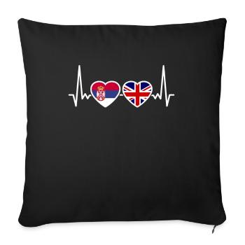 Serbia UK Heartbeat Flag British Serb - Sofa pillowcase 17,3'' x 17,3'' (45 x 45 cm) - black - Front