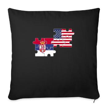 Serbia USA Flag American Serb - Sofa pillowcase 17,3'' x 17,3'' (45 x 45 cm) - black - Front