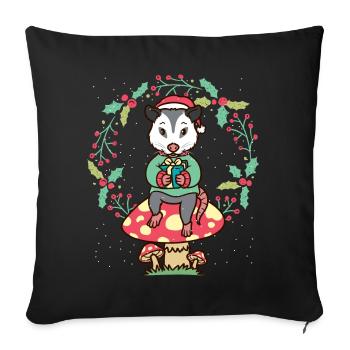 opossum on mushroom opossum rodent christmas - Sofa pillowcase 17,3'' x 17,3'' (45 x 45 cm) - black - Front