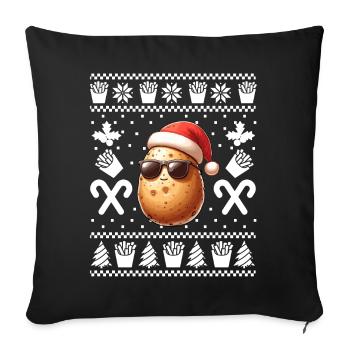 Drôle de pomme de terre Noël frites motif - Housse de coussin décorative 45 x 45 cm - noir - Devant