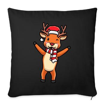Émoticône de renne Noël Noël - Housse de coussin décorative 45 x 45 cm - noir - Devant