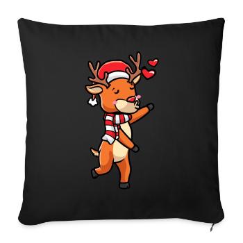 Émoticône de renne Noël Noël - Housse de coussin décorative 45 x 45 cm - noir - Devant