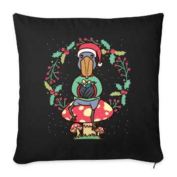 Shoebill Bird on Mushroom Christmas - Sofa pillowcase 17,3'' x 17,3'' (45 x 45 cm) - black - Front