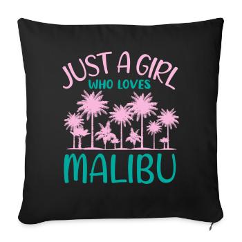 Malibu Fille Amour Plage Vie Coeur De Paume - Housse de coussin décorative 45 x 45 cm - noir - Devant