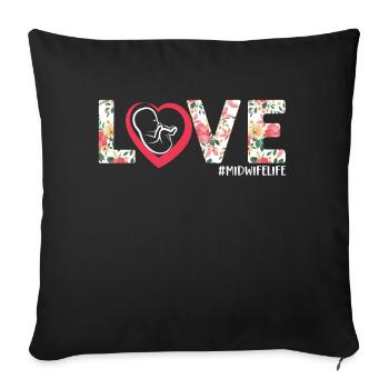 Nurse Midwife Birth Worker Flower - Sofakissenbezug 45 x 45 cm - Schwarz - Vorne