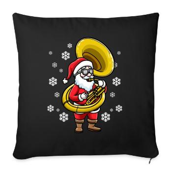 Weihnachtsmann Mit Sousaphon-instrument - Sofakissenbezug 45 x 45 cm - Schwarz - Vorne