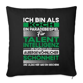 Koch Bescheiden - Lustiger Spruch - Sofakissenbezug 45 x 45 cm - Schwarz - Vorne