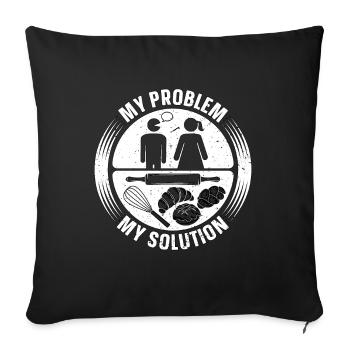 Boulanger Mon problème Ma solution Pictogramme Maman Boulangerie - Housse de coussin décorative 45 x 45 cm - noir - Devant