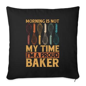 Baker Morning n’est pas mon heure, je suis un fier pâtissier - Housse de coussin décorative 45 x 45 cm - noir - Devant