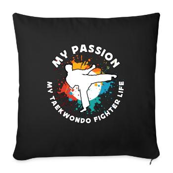 Taekwondo Ma passion Mes arts martiaux mixtes - Housse de coussin décorative 45 x 45 cm - noir - Devant