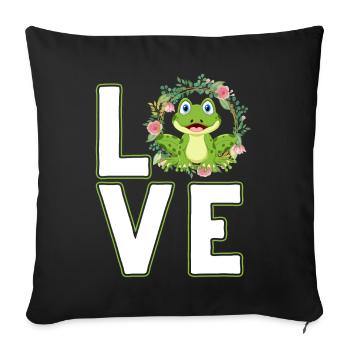 Frog with frog love and funny sayings - Sofa pillowcase 17,3'' x 17,3'' (45 x 45 cm) - black - Front