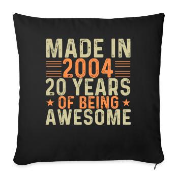 Fabriqué en 2004 20 ans d’être génial - Housse de coussin décorative 45 x 45 cm - noir - Devant