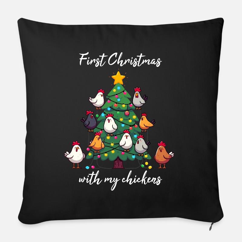 Weihnachten mit Hühner Hühnerbesitzer Hühnerstall - Sofakissenbezug 45 x 45 cm - Schwarz
