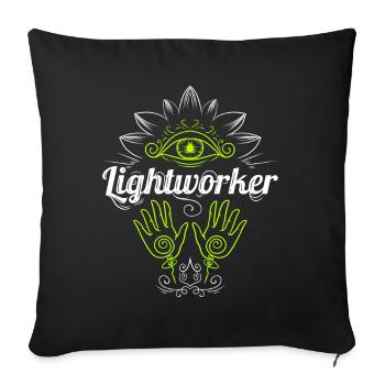 Mains de guérison holistique Travailleur de lumière Reiki - Housse de coussin décorative 45 x 45 cm - noir - Devant