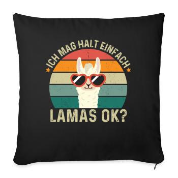 I just like llamas, ok? - Llama design - Sofa pillowcase 17,3'' x 17,3'' (45 x 45 cm) - black - Front