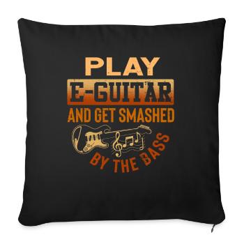 Jouez de la guitare électrique et faites-vous écraser par la basse - Housse de coussin décorative 45 x 45 cm - noir - Devant